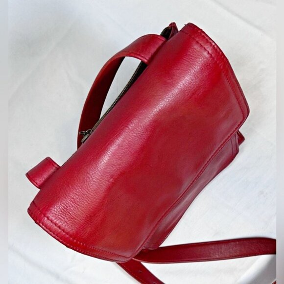 Vintage Fossil 1954 Red Leather Flap Accordion Cross Body Bag - Picture 6 of 11